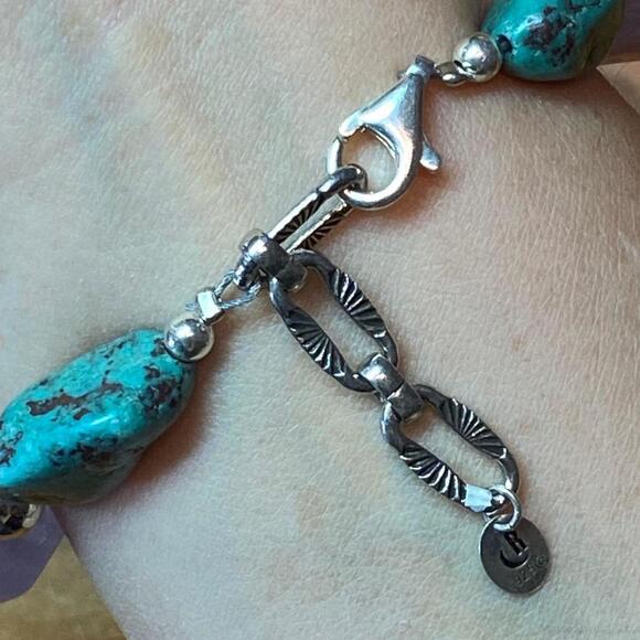 Carolyn Pollack Sterling Silver Amethyst & Green Turquoise Bracelet For Women - Picture 8 of 10